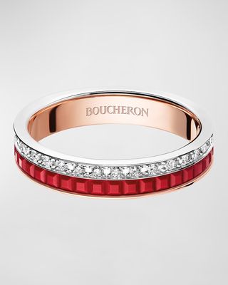 Pink Gold and White Gold Quatre Red Edition Diamond Ring, Size 59