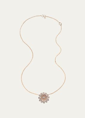 Pink Gold Daisy Pendant Necklace With Diamonds
