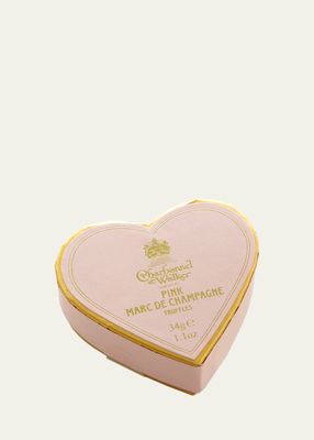 Pink Marc de Champagne Truffles in Heart Box