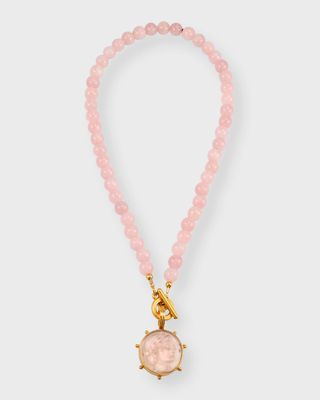 Pink Opal Intaglio Pendant Necklace