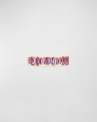 Pink Sapphire Baguette Half-Band Ring, Size 4-8
