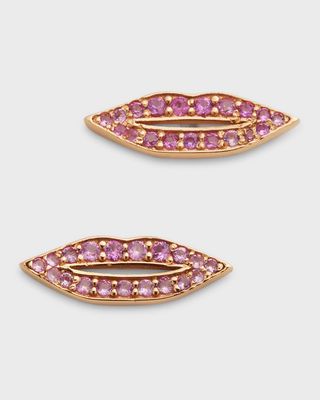 Pink Sapphire French Kiss Stud Earrings