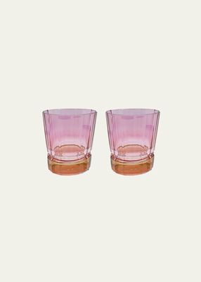 Pink Shaded Short Glass Tumblers, Set of 2