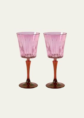 Pink Shaded Stemmed Water Glasses, Set of 2