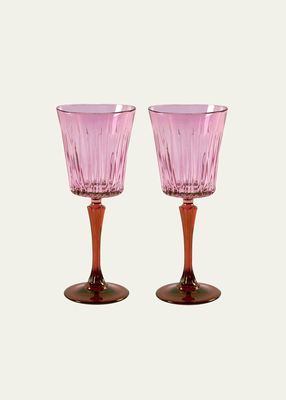 Pink Shaded Stemmed Wine Glasses, Set of 2