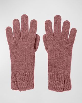 Pink Split Cuff Cashmere Gloves