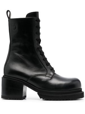 PINKO 70mm leather combat boots - Black