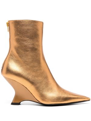 PINKO 90mm leather ankle boots - Gold