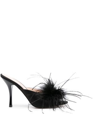 PINKO 95mm feather-detail mules - Black