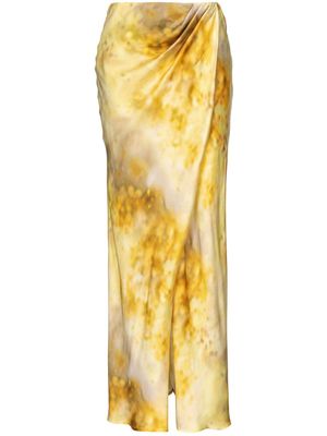 PINKO abstract-print draped skirt - Yellow