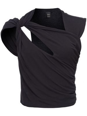 PINKO asymmetric ruched cut-out top - Black