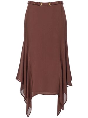 PINKO belted asymmetric midi skirt - Brown