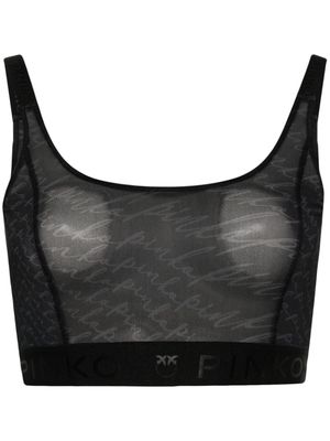 PINKO Bookmark sheer sports bra - Black