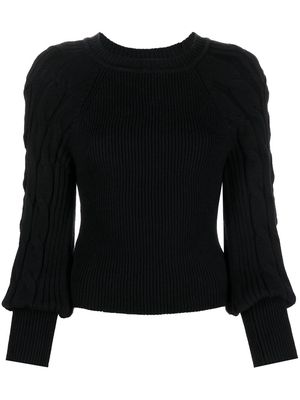 PINKO cable knit sleeved jumper - Black