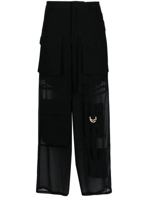 PINKO cargo-pocket semi-sheer palazzo trousers - Black