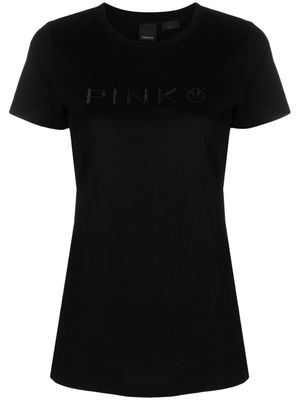 PINKO chain-detail logo-embroidery T-shirt - Black