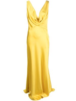 PINKO cowl-neck satin gown - Yellow