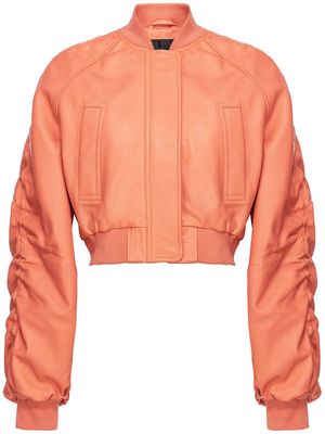 PINKO cropped leather bomber jacket - Orange