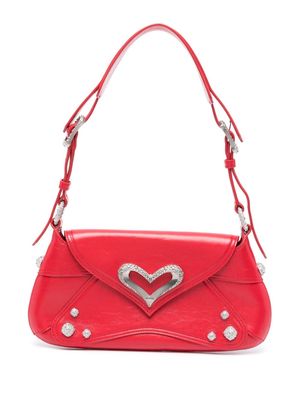 PINKO crystal-embellished heart shoulder bag - Red