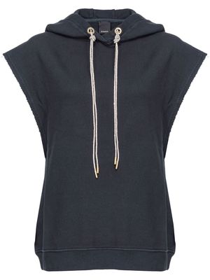 PINKO crystal-embellished sleeveless cotton hoodie - Black