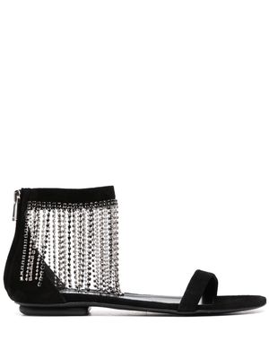PINKO crystal-embellished suede sandals - Black
