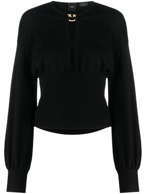 PINKO cut-out detailing wool-blend jumper - Black