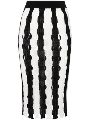 PINKO cut-out striped midi skirt - White