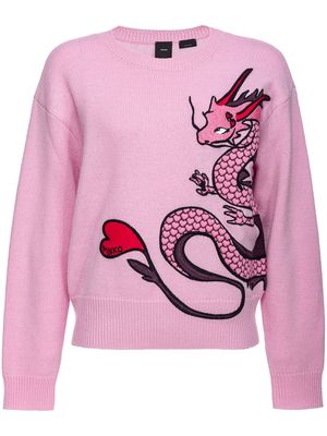 PINKO dragon-embroidered wool jumper