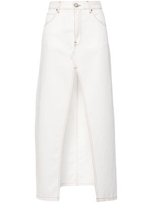 PINKO embroidered denim skirt - White