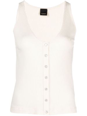 PINKO embroidered-logo ribbed tank top - White