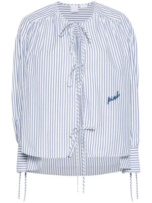 PINKO embroidered-logo striped shirt - Blue