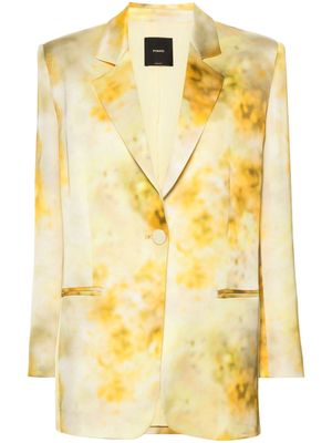 PINKO faded-floral-print satin blazer - Yellow