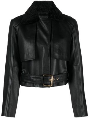 PINKO faux-leather belted jacket - Black
