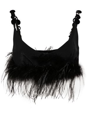 PINKO feather-detailed cropped top - Black