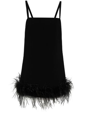 PINKO feather-trim crepe minidress - Black