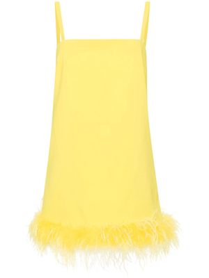 PINKO feather-trim crepe minidress - Yellow