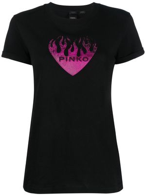 PINKO flaming heart-print T-shirt - Black