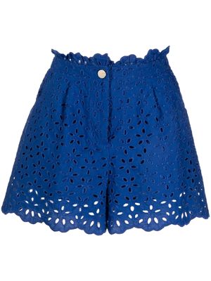 PINKO floral-motif perforated shorts - Blue