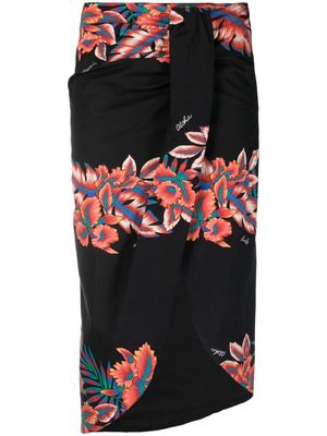 PINKO floral-print wrap skirt - Black
