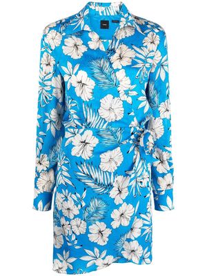 PINKO floral-print wrap style dress - Blue