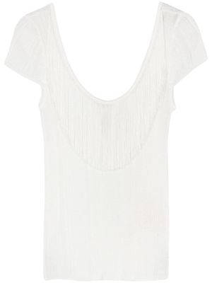 PINKO fringe-detail knitted top - White