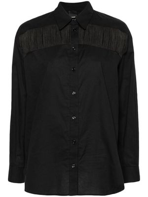 PINKO fringe-detailed cotton shirt - Black