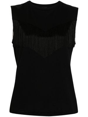 PINKO fringed cotton tank top - Black