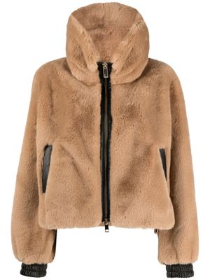 PINKO funnel-neck zip-up jacket - Neutrals