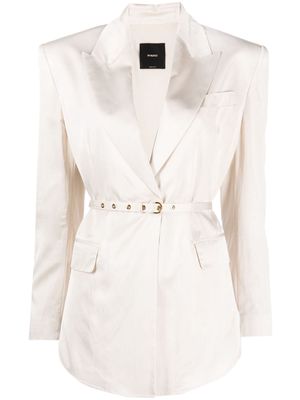 PINKO Goldeneye belted satin blazer - White