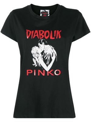 PINKO graphic-print short-sleeved T-shirt - Black