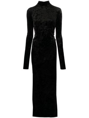 PINKO high-neck V-back velvet maxi dress - Black