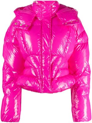 PINKO high-shine hooded puffer jacket