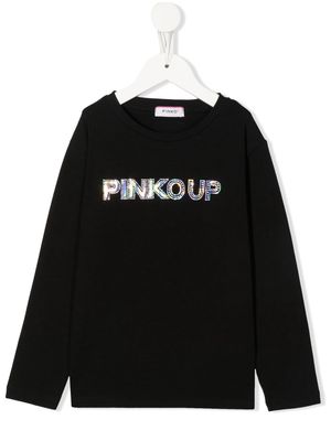 Pinko Kids appliqué-logo long-sleeve sweatshirt - Black