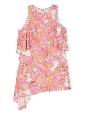 Pinko Kids bandana-print cut-out dress
